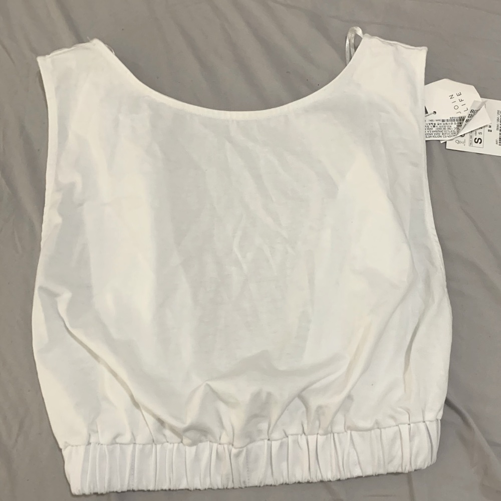 White zara open back crop top